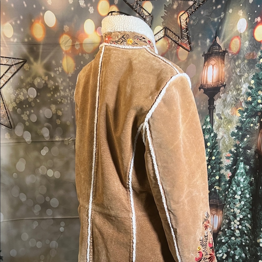 🧥St. John’s Bay Westerncore Embroidered Shearling-Trim Teddy Jacket | Sz Large - Picture 11 of 16